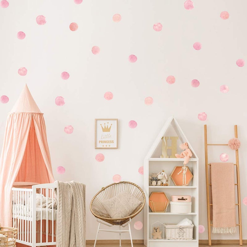 YouRfocus Pink Polka Dot Wall Decals 36pcs Watercolor Dots Wall Sticker for Kids, Baby Girls, Teens, and Nursery Room (6 Sheets) - Each Dot: 2.36 x 2.36 inch - Image 2